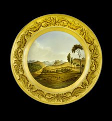 Dessert plate depicting the Lines of Torres Vedras, Portugal, 1810s. Artist: AJ Photographics.