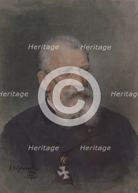 Portrait of the artist Pyotr P. Sokolov (1821-1899). Artist: Stepanov, Alexander Nikolaevich (1861-1911)