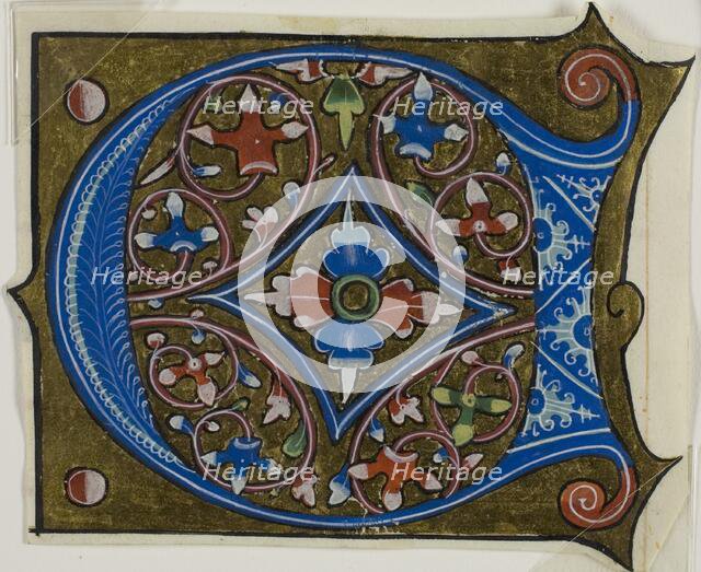 Decorated Initial "D" with Leaves and Two Balls from a Choir Book, 15th century. Creator: Unknown.