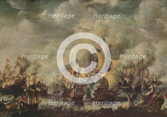 'Sea Fight Between the English and Dutch Off Ter Heyde, August, 1653', (1914).  Creator: Jan Abrahamsz Beerstraten.