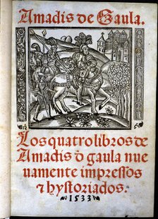 Cover of 'Amadis de Gaula', book of chivalry printed in 1533.