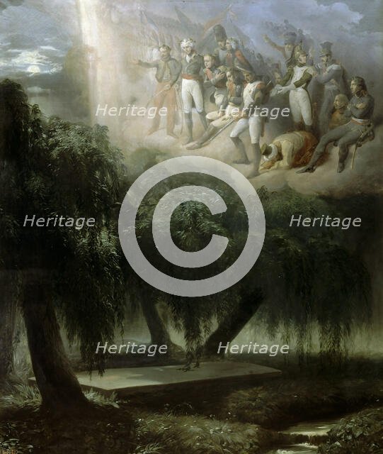 Allegory at the Tomb on Saint Helena: Napoleon's Army Mourning His Death, 1837. Creator: Alaux, Jean (1786-1864).