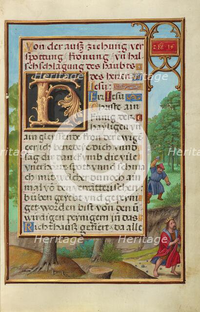 Border with Shimei Throwing Stones at David, about 1525-1530. Creator: Simon Bening.