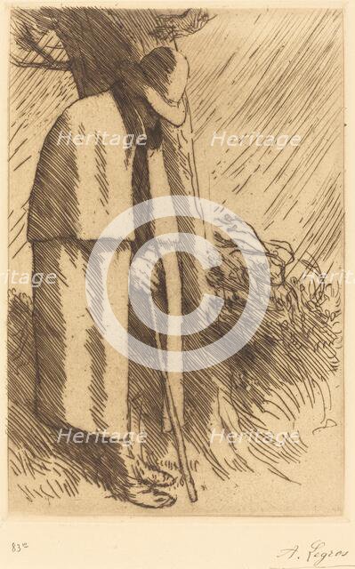 Traveler taking Shelter (Le voyageur a l'abri). Creator: Alphonse Legros.