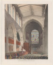 St. Margaret's Westminster, August 1, 1809., August 1, 1809. Creators: Thomas Rowlandson, Augustus Charles Pugin, J. Bluck.
