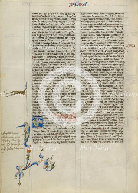 Decorated Initial T; Abbey Bible, about 1250-1262. Creator: Unknown.