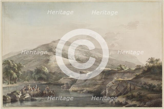 A Group of Peasants Crossing a Ford with a Horse-Drawn Cart, 1793. Creator: Jean-Jacques de Boissieu.