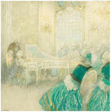 The six-year-old Wolfgang Amadeus Mozart with his sister Maria Anna performing...on 13 October 1762. Creator: Lefler, Heinrich (1863-1919).