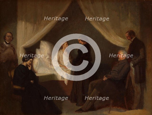 Chopin on His Deathbed. Creator: Kwiatkowski, Teofil (1809-1891).