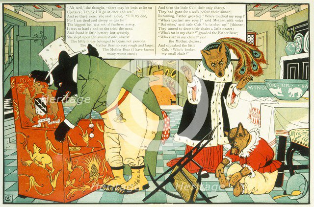 Illustration from The Three Bears, pub. 1873  (colour lithograph)