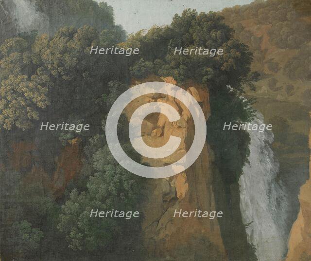 Overgrown Cliffs with a Waterfall in Italy, perhaps at Tivoli, 1790-1820. Creator: Hendrik Voogd.