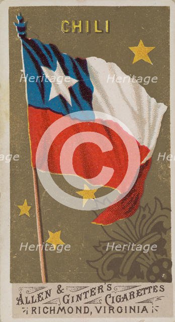Chile, from Flags of All Nations, Series 1 (N9) for Allen & Ginter Cigarettes Brands, 1887. Creator: Allen & Ginter.
