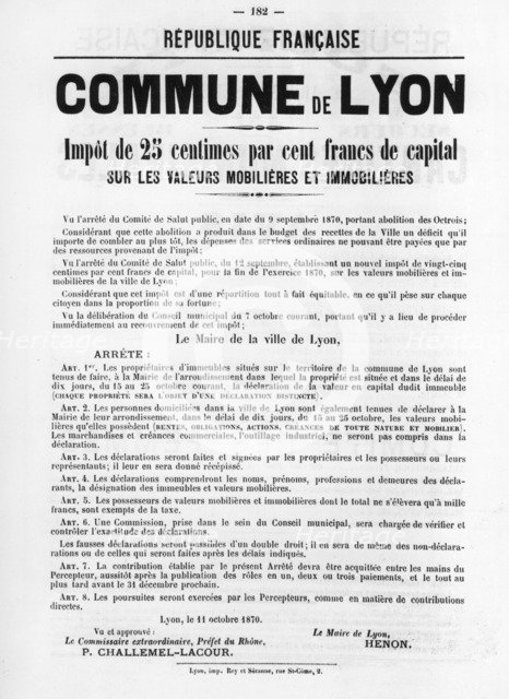 Commune de Lyon, from French Political posters of the Paris Commune,  May 1871. Artist: Unknown