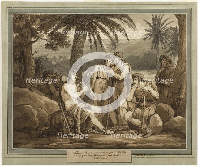 Telemachus Plays and Sings to the Shepherds in Egypt, from The Adventures of..., 1808. Creator: Bartolomeo Pinelli.