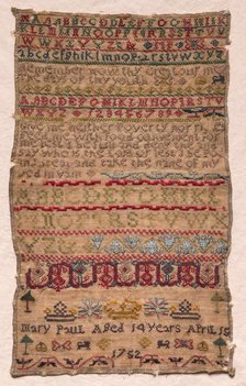 Sampler, 1752. Creator: Unknown.