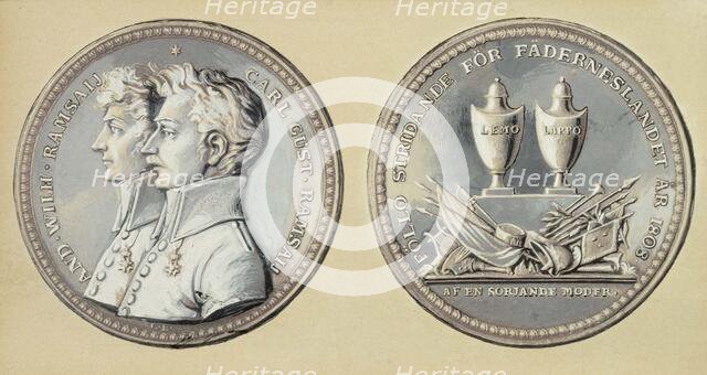 Medal of the opening vignette of the Traveller's Vision poem, 1897-1900. Creator: Albert Edelfelt.