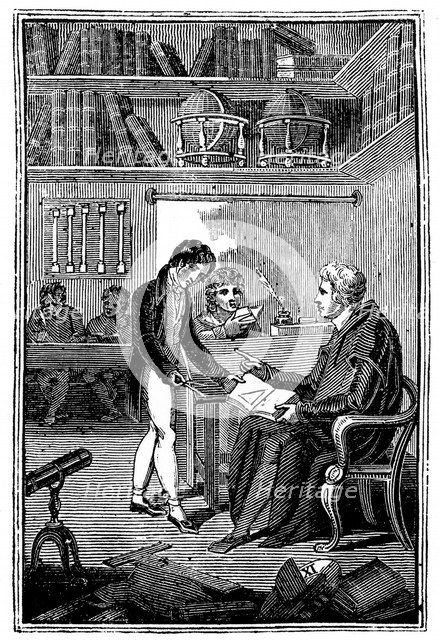 Schoolmaster and pupils, c1820. Artist: George Fisher