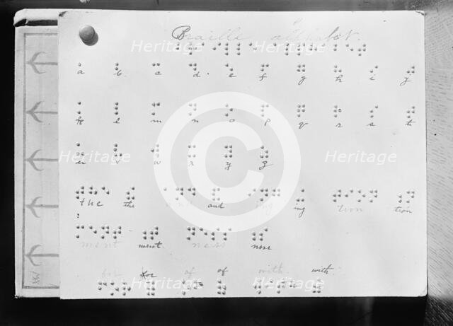 Braille Alphabet At Library For The Blind - Institute of The Blind, 1912. Creator: Harris & Ewing.