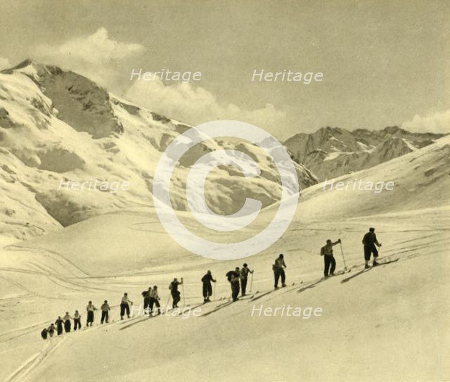 Skiing lesson, Arlberg, Austria, c1935.  Creator: Unknown.