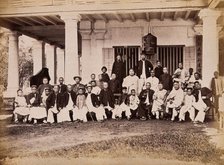Malaya: Chinese merchants grouped outside their club house on Penang Island, 1881. Creator: John Edmund Taylor.