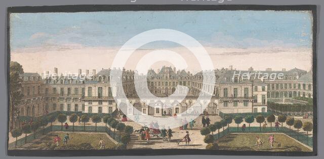 View of the Palais Royal in Paris, 1700-1799. Creators: Anon, Jacques Rigaud.