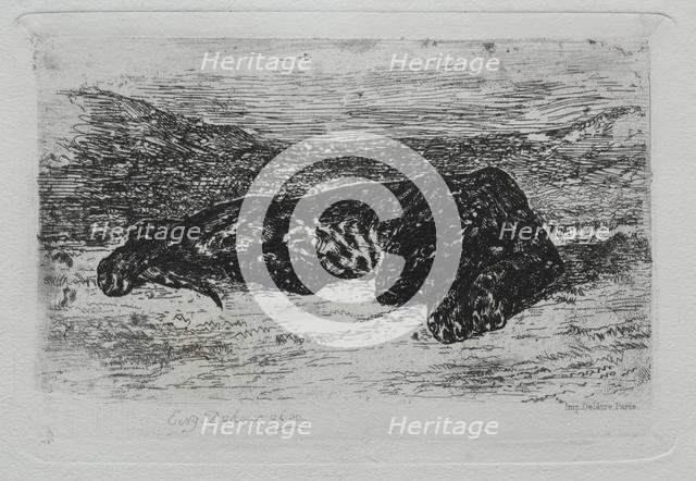 Tigre couché dans le desert. Creator: Eugène Delacroix (French, 1798-1863).