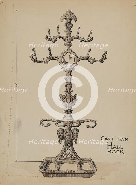 Cast Iron Hat Rack, c. 1936. Creator: Lucien Verbeke.