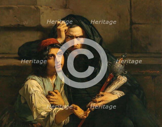 Portrait of Luís de Camões and his guide, 1855. Creator: Wappers, Gustave (1803-1874).