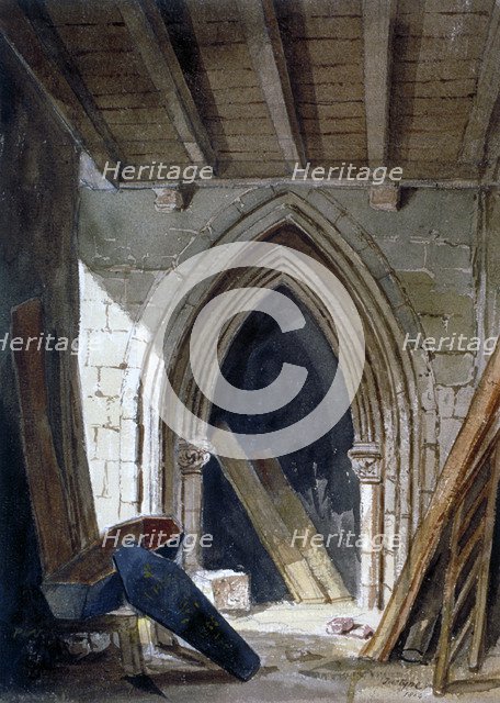 Crypt of St Anne, Blackfriars,  City of London, 1854.          Artist: Percy William Justyne