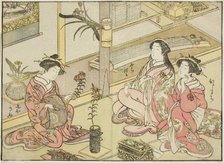 Courtesans of the Kadotsutaya, from the book "Mirror of Beautiful Women of the Pleasure..., 1776. Creator: Shunsho.