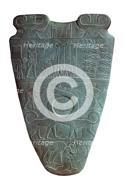 The Narmer Palette (recto) , ca 31st century BC.