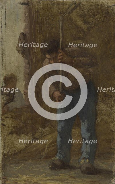 History of wheat: Threshing: Sketch for the school in rue Dombasle, 15th arrondissement of Paris. Creator: Paul Albert Baudouin.