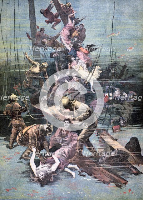 An Accident in Santander, Divers Looking for the Bodies of the Victims, 1893. Artist: Unknown