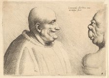 A large man with a bald head facing a grotesque female, 1625-77. Creator: Wenceslaus Hollar.