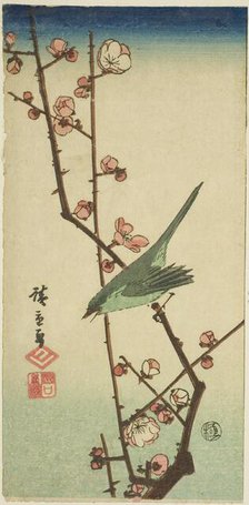 Warbler on plum branch, n.d. Creator: Ando Hiroshige.