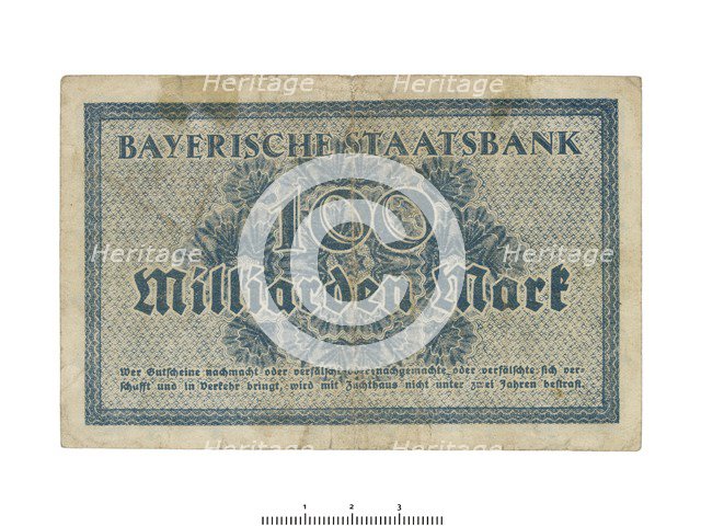 German banknote (Bavaria), 1923. Artist: Unknown.