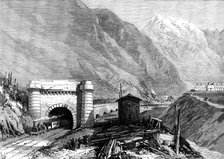 Opening of the Mont Cenis Tunnel: mouth of the tunnel at Bardonnèche, Piedmont, 1871. Creator: Unknown.