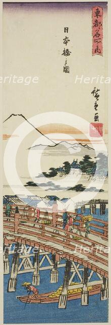 View of Nihon Bridge (Nihonbashi no zu), from the series "Famous Places in the..., early 1840s. Creator: Ando Hiroshige.