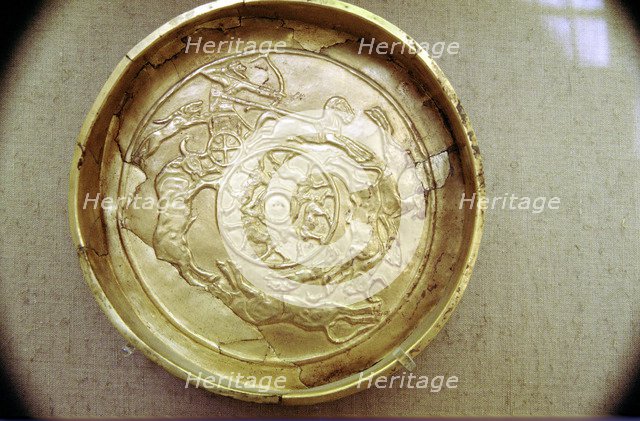 Inscription on a golden bowl of the King hunting wild bulls, Temple of Baal, c14th-12th century BC. Artist: Unknown