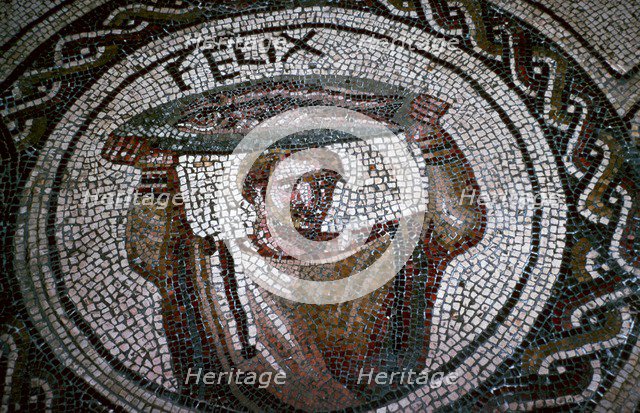 Roman mosaic of a man carrying fish. Artist: Unknown