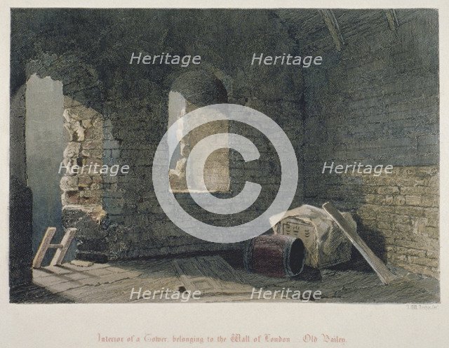 Interior view of a tower belonging to London Wall at Old Bailey, City of London, 1851. Artist: John Wykeham Archer