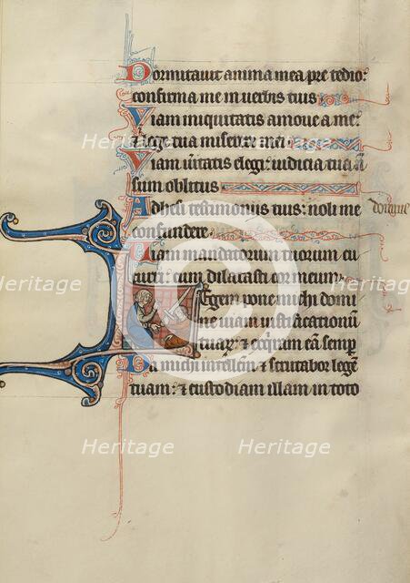 Initial L: One Man Swearing Fealty to Another Man; Bute Psalter, text and illumination about 1285. Creator: Bute Master.