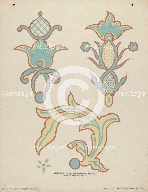 San Juan Capistrano Mission Altar Dome from the portfolio "Decorative Art...", 1935/1942. Creator: Unknown.