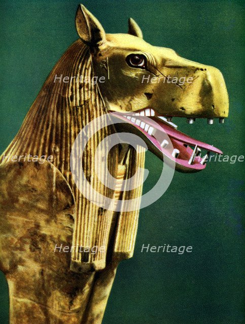 One of the twin supports of a ceremonial couch found in Tutankhamun's tomb, Egypt, 1933-1934 Artist: Unknown