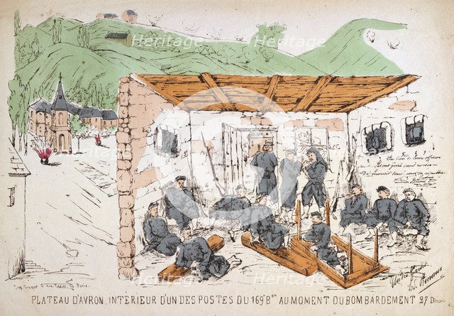 Soldiers inside a building during a bombardment, Franco-Prussian War, December 1870. Artist: Anon