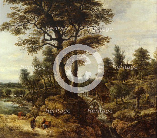 Water Mill, c1620-1670. Creator: Lucas van Uden.