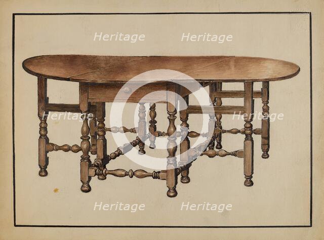 Gate-leg Table, 1936. Creator: Fletcher Hanks.