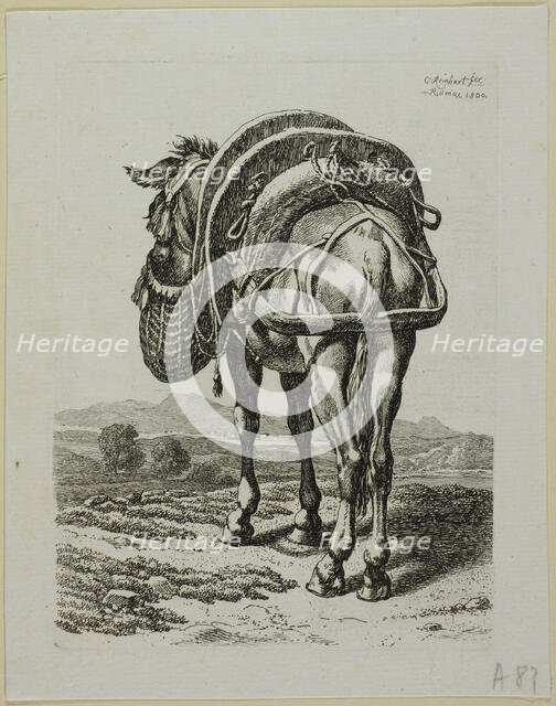 Feeding Mule - Rear, from Die Zweite Thierfolge, 1800. Creator: Johann Christian Reinhart.