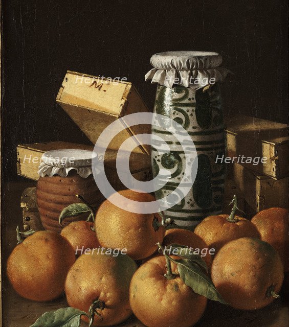 Still Life with Oranges, Jars, and Boxes of Sweets. Artist: Meléndez, Luis (1716-1780)
