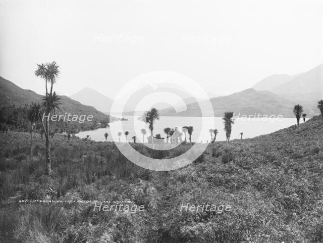 Mount Earnslaw, from Pigeon Island, Lake Wakatipu, 1886. Creator: Burton Brothers.